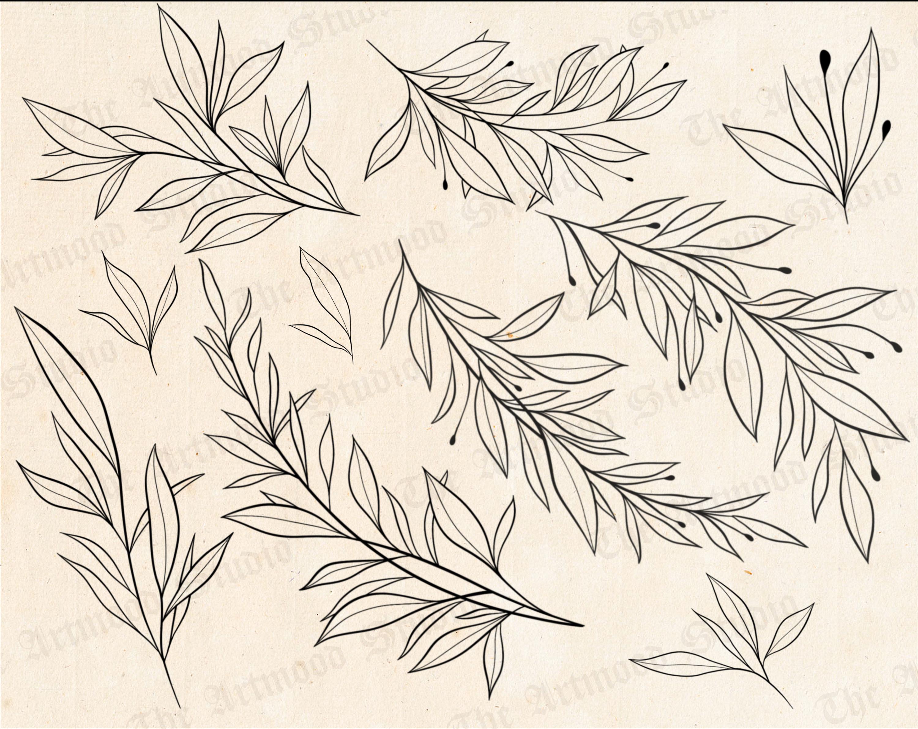100 Leaves Stamps for Procreate, Leaf Tattoo Procreate Brushes ...