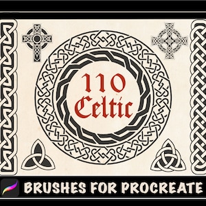 110 Procreate Celtic Tattoo  Brushes, Celtic Ornament Procreate Stamp, Celtic Knot, Viking and Nordic Celtic tattoo, tattoo stencil design