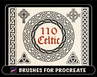 110 Procreate Celtic Tattoo Brushes, Celtic Ornament Procreate Stamp, Celtic Knot, Viking and Nordic Celtic tattoo, tattoo stencil design