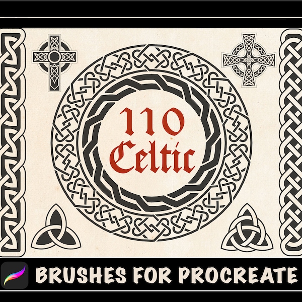 110 Procreate Celtic Tattoo Pinsel, keltisches Ornament Procreate Stempel, keltischer Knoten, Wikinger und nordisches keltisches Tattoo, Tattoo Schablonendesign