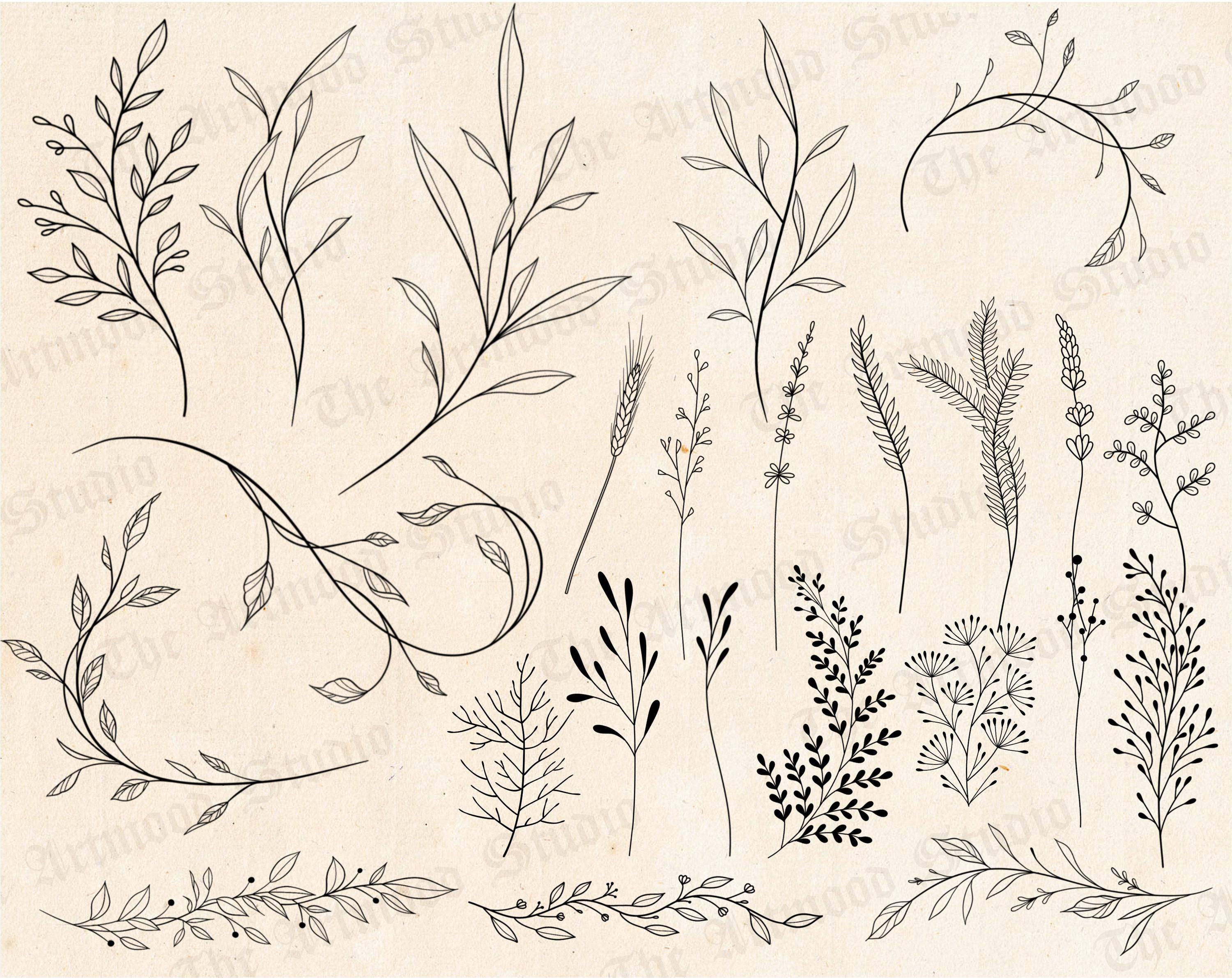 100 Leaves Stamps for Procreate, Leaf Tattoo Procreate Brushes ...