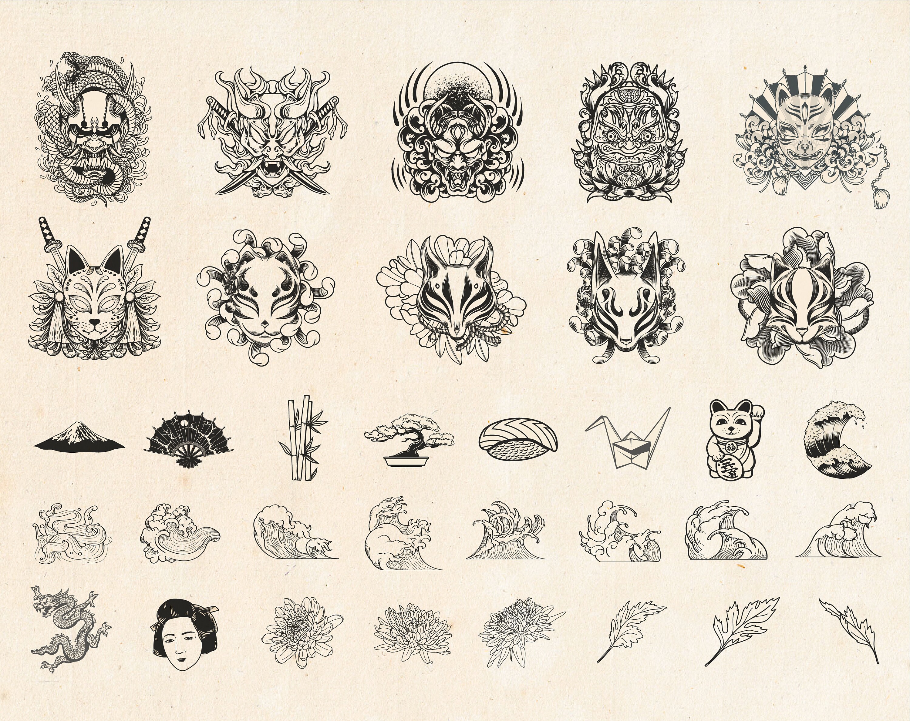 110 Procreate Japanese Tattoo Brushes Procreate Brush Japan Etsy