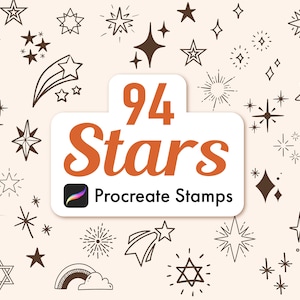 94 Star Procreate Brushes, Star Stamp Brushes, Cute Decorative Star,Procreate Doodle brushset, procreate tattoo, Digital Download, image 1