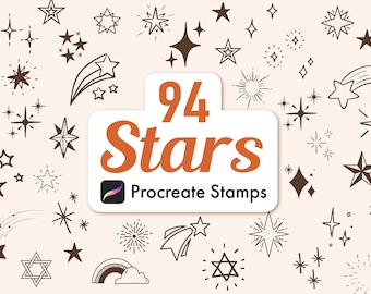 94 Star Procreate Brushes, Star Stamp Brushes, Cute Decorative Star, Procreate Doodle brushset, procreate tattoo, Digital Download,
