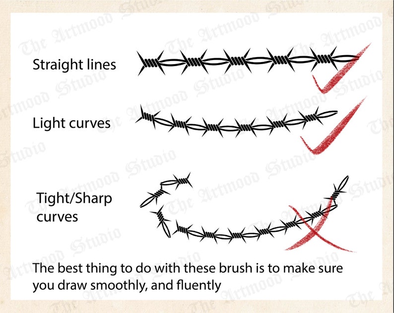 60 Barbed Wire and Chain Tattoo Procreate Brushes Procreate Etsy