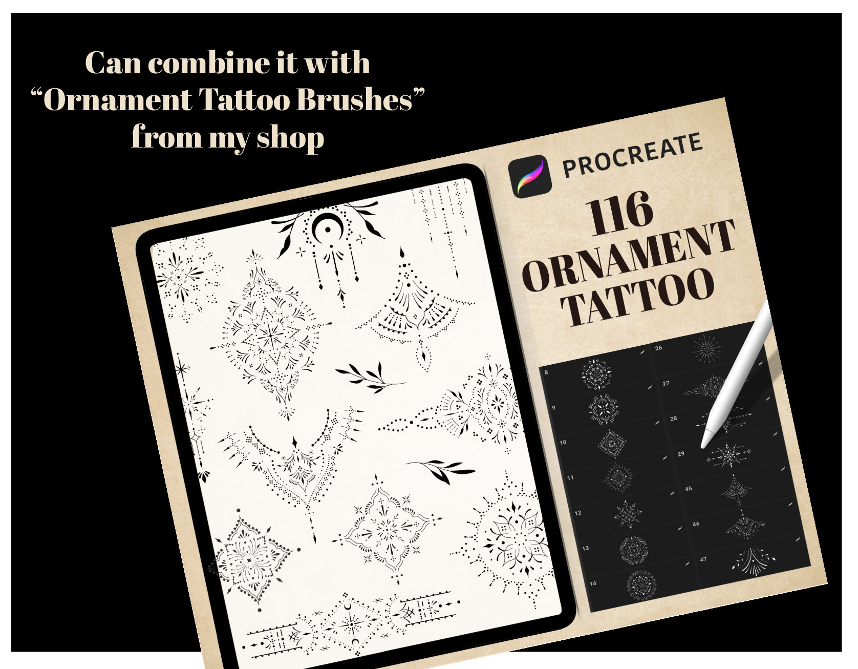 Ornamental Tattoo Brushes for Procreate, Procreate Ornamental Line ...