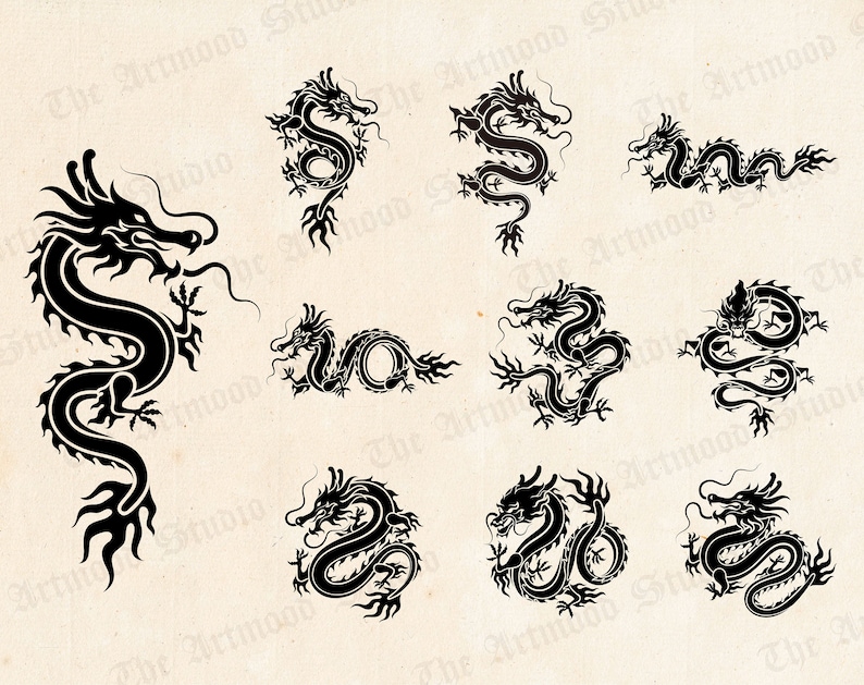 62 Procreate Dragon Tattoo Brushes, Procreate Stamps Japanese Dragon