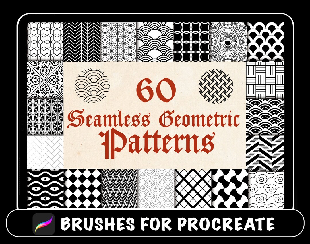 60 Procreate Seamless Pattern Brushes, Japanese Pattern Brushes ...