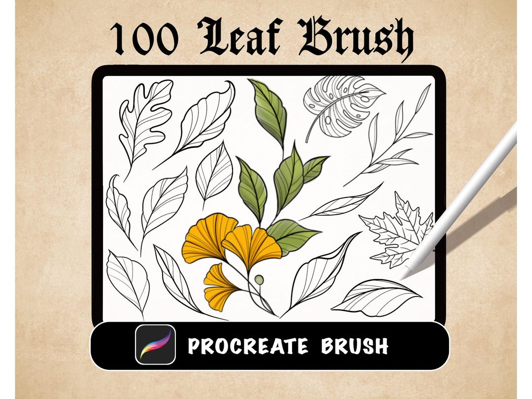 100 Leaves Stamps for Procreate, Leaf Tattoo Procreate Brushes ...