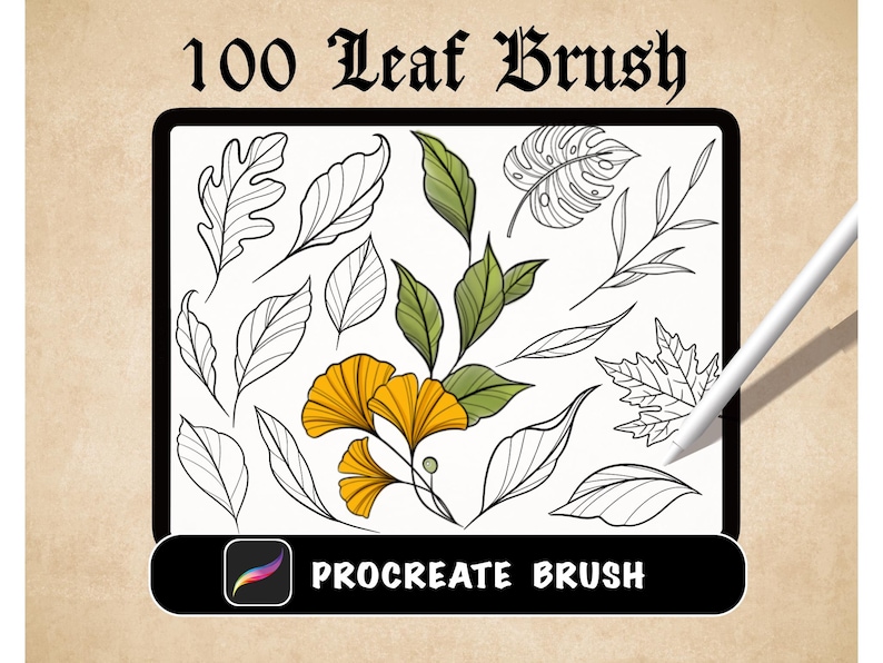 100 Leaves Stamps for Procreate, Leaf Tattoo Procreate Brushes ...