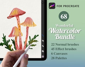 Wonderful Watercolor Procreate Brushes - Painting Kit for Procreate - Watercolor Bundle Brushes - Watercolor Canvas Digital Download