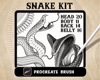 61 Ultimate Snake Kit Procreate Brushes, Snake tattoo brush
