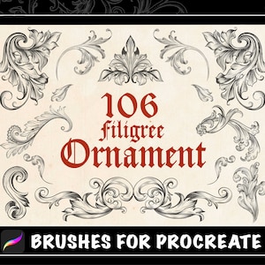 106 Procreate Filigree Ornament Tattoo  Brushes, Acanthus Baroque Ornament Procreate Stamp, procreate brushes tattoo, tattoo stencil design