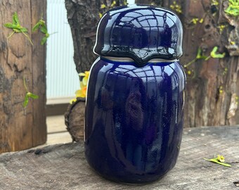 Blue ceramic handmade jar