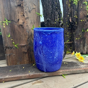 Handmade blue spoon vase