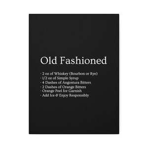 Old Fashioned Cocktail Recipe Canvas