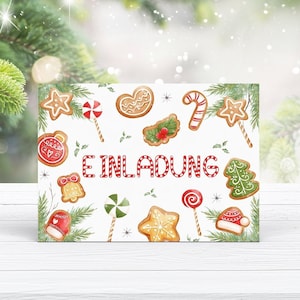 Einladungskarten Kindergeburtstag / Lebkuchen /Einladung zum Ausfüllen 6-10 Stk. / Winter Weihnachten Geburtstag / Christmas Gingerbread