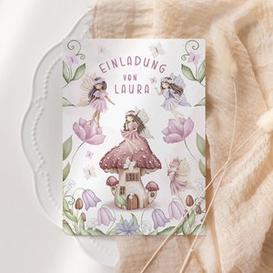 Personalisierte Geburtstag Einladungskarte Feenparty Feengarten Feen Fairy garden Fairy party 6-10 Stk.