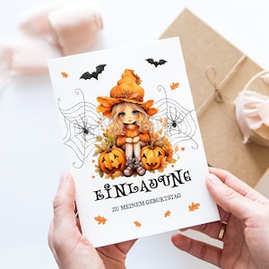 Einladungskarten Halloween Kindergeburtstag / Einladung zum Ausfüllen inkl. Kraftpapier Umschlägen 6-10 Stk. / Halloween Kürbis Party