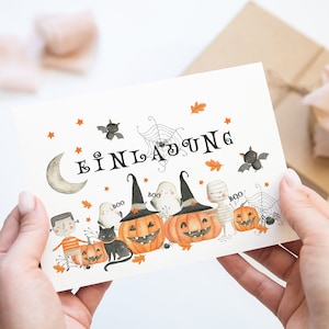 Einladungskarten Halloween Kindergeburtstag / Einladung zum Ausfüllen inkl. Umschlägen 6-10 Stk. /Halloween Party Invitation