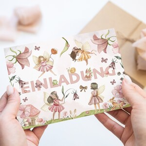 Feengarten Einladung Mädchen Kindergeburtstag inkl. Umschlägen 6-10 Stk. Feen/ Fairy garden/ Fairy party