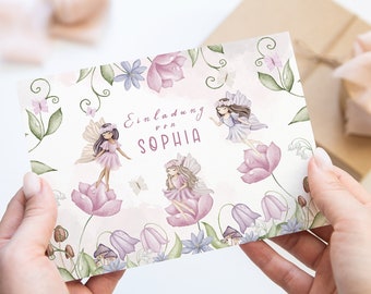 Personalized Birthday Invitation Card Fairy Party Fairy Garden Fairy party / Personalization with Name 6-10 pcs.