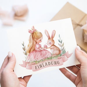 Kindergeburtstag Einladungskarten Motiv Ostern Frühling Ostereier Osterhase Osterprinzessin inkl. Umschlägen 6-10 Stk. Ostern Geburtstag