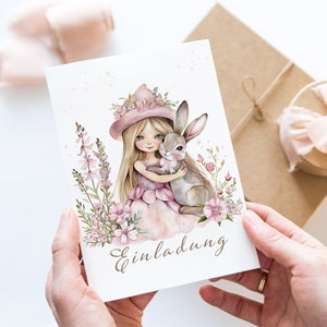 Kindergeburtstag Einladungskarten Motiv Ostern Frühling Ostereier Osterhase Ostermädchen inkl. Umschlägen 6-10 Stk. Ostern Geburtstag