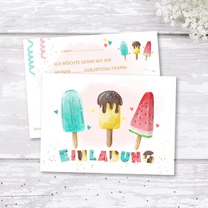 Eis Einladungskarten Einladung zum Ausfüllen inkl. Umschlägen 6-10 Stk. Eis Kindergeburtstag Eis Party
