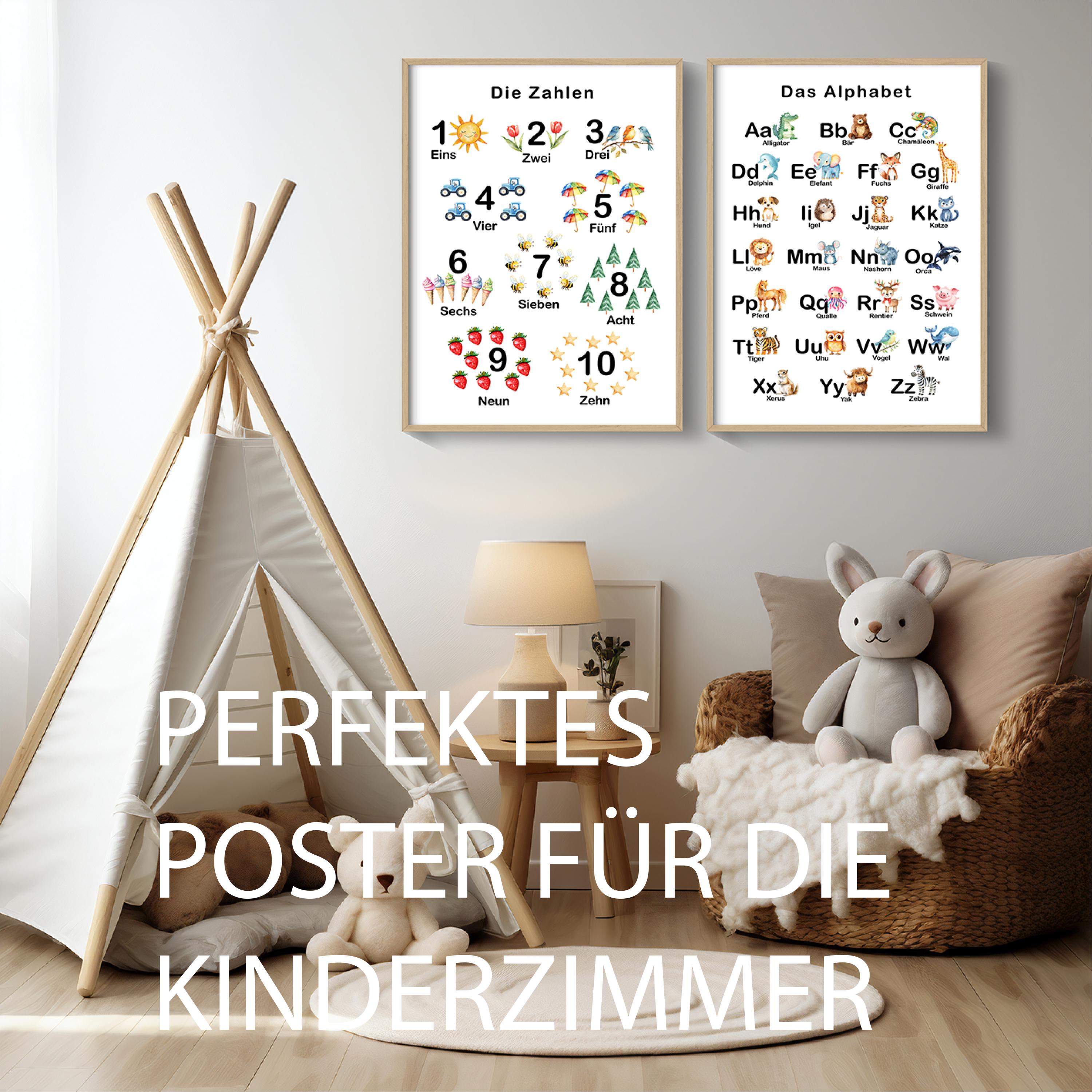 German Alphabet & Numbers Poster ABC Poster German Children's Room ABC ...