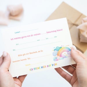 Unicorn birthday invitation cards including envelopes, 6-10 pieces. Design: Unicorn Rainbow Magic Unicorn image 2
