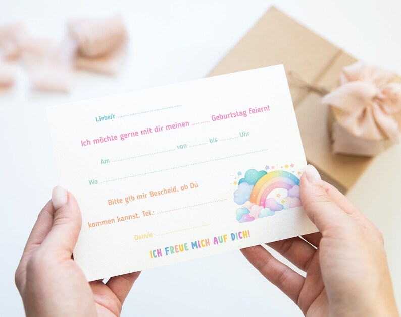 Unicorn birthday invitation cards including envelopes, 6-10 pieces. Design: Unicorn Rainbow Magic Unicorn image 2
