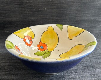 Ceramic Bowl, Ceramic Kitchen Decor, Lemon Patterned Bowl, Ceramic Home Gifts, Unique Gifts, Ceramic Lemon Patterned Bowl