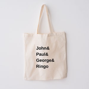 The Beatles Tote Bag, Beatles Gifts, John Lennon, Paul Mccartney, George Harrison, Ringo Starr, Beatles Bag, Beatles Tote Bag, Beatles Merch