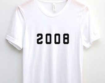 T-shirt 2008 | Cadeau 18e verjaardag | Retro top uit 2008 | T-shirt geboren in 2008 | Milestone Celebration-T-shirt