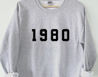 Sudadera de 1980 / Regalo de 46 cumpleaños / Top vintage de 1980 / Sudadera nacida en 1980 / Jersey retro de los 80