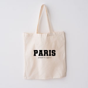 Bolso de mano de París, París Francia, Regalo de París, Tote de París, Regalo para amante de París, Bolsa de compras de París, Bolsa de viaje de París, Bolsa de mano de lona, Bolsa de París