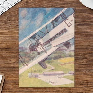 Antike Vintage Flugzeug Tri drei Motor Motor Flugzeug Gemälde Druck - Gruß Geschenk Geburtstagskarte