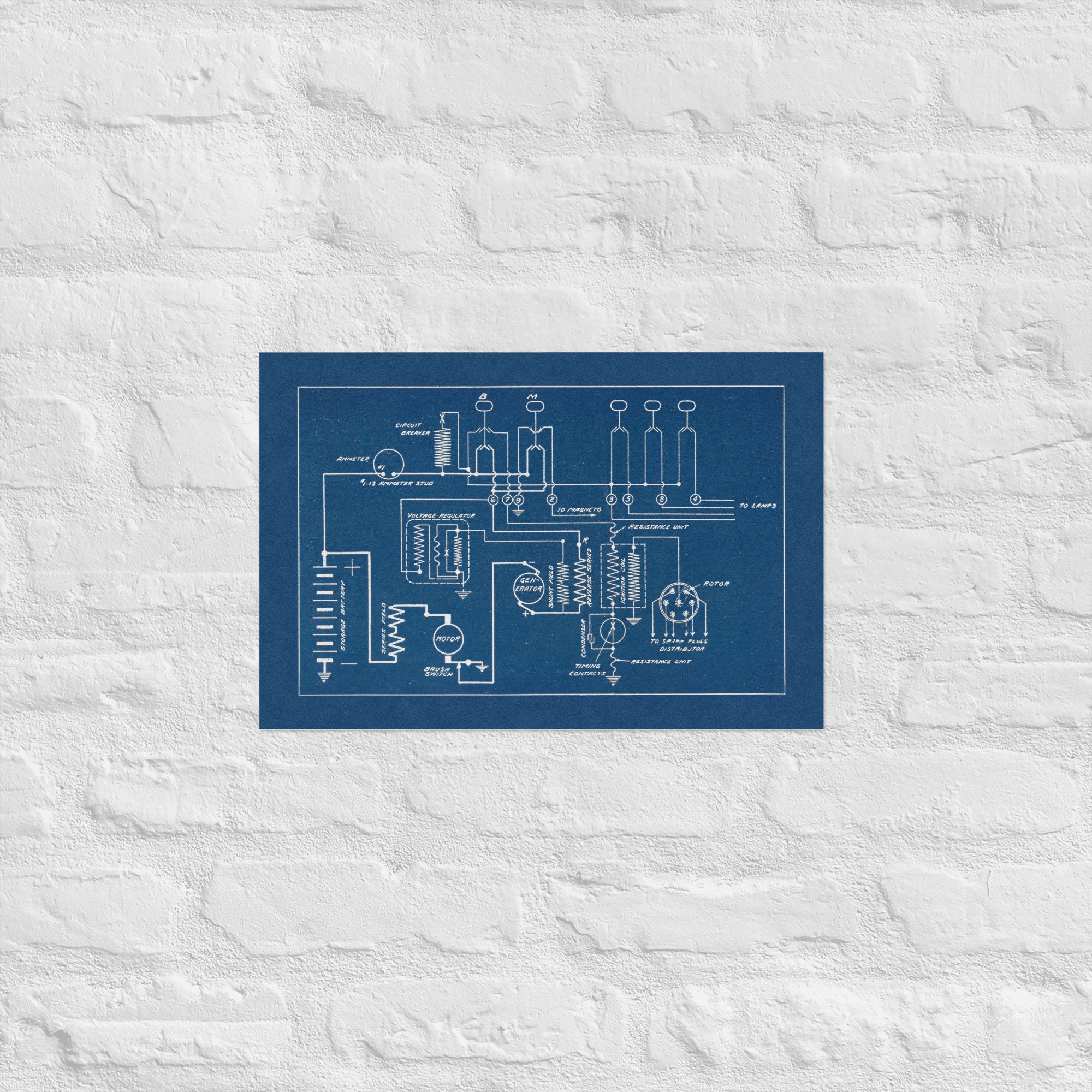 Automotive Blueprint Wiring Diagram - Poster Print - Etsy