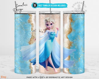 Snow Queen Princess Inspired Tumbler Wrap 20oz, Winter Magic & Frozen Dreams Princess Sisterly Love Sublimation Design Skinny PNG Digital