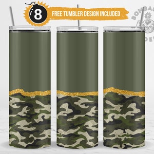 Army Camo Green Hunting Tumbler Wrap Sublimation PNG, 20 oz Skinny Straight Hunter Camouflage Men Tumbler Design Template, Digital Download