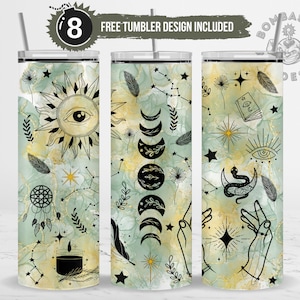 Celestial Zodiac Tumbler Wrap Sublimation Design PNG Glitter Celestial Tumbler Wrap 20 oz Skinny Straight Digital Download Witchy Vibes