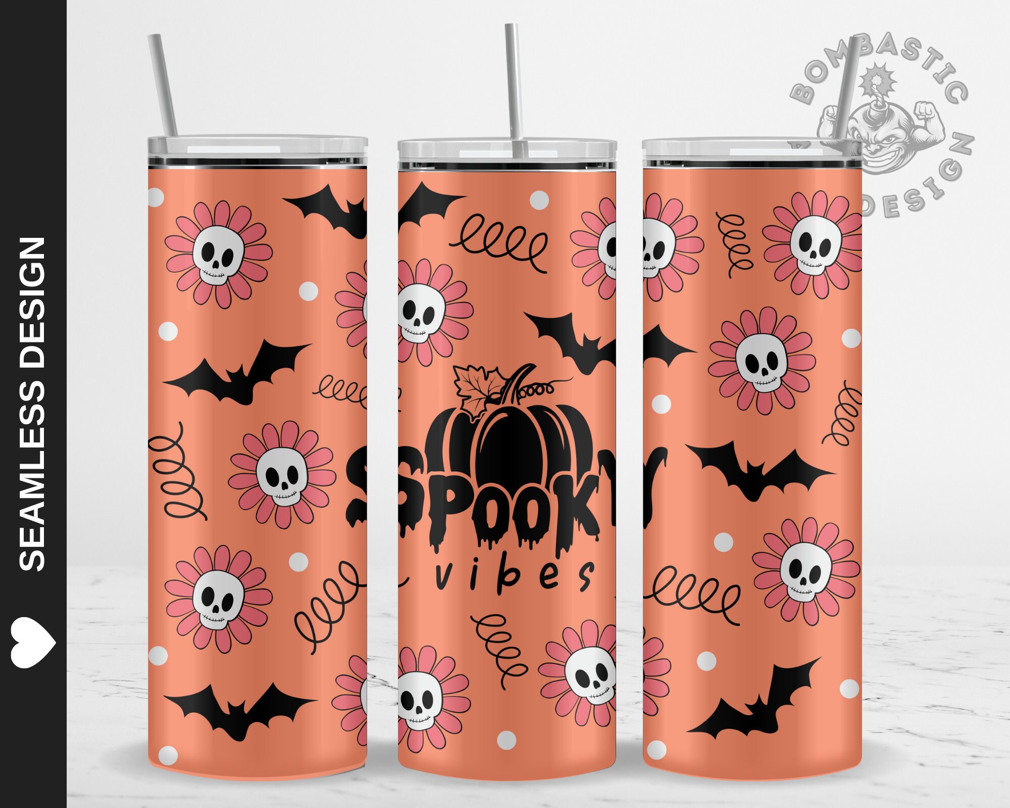 Halloween Tumbler Wrap Bundle PNG Cute Halloween Tumbler Etsy