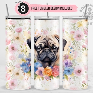 Pug Dog Tumbler Wrap Sublimation Design PNG Pug Dog Mom Tumbler Wrap Seamless 20 oz Skinny Dog Mama Gift Pug Dog Lovers Tumbler Template