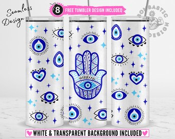 Evil Eye Tumbler Wrap 20oz Skinny Straight, Evil Eye Tumbler Sublimation Design, Celestial Zodiac Witch Vibes Tumbler PNG Digital Download