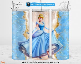 Glass Slipper Princess Inspired Tumbler Wrap 20oz, Midnight Magic with Love Cartoon Character Tumbler Sublimation Design PNG Skinny Digital