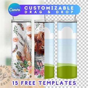Canva Tumbler Mockup 20 oz | Canva Tumbler Template | Editable Transparent Background Tumbler Mockup | Customizable Drag and Drop Mockup