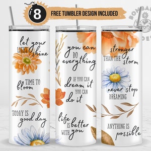 Positive Quotes Affirmations Tumbler Wrap Sublimation PNG, 20 oz Skinny Motivational Inspirational Tumbler Design - Digital Download