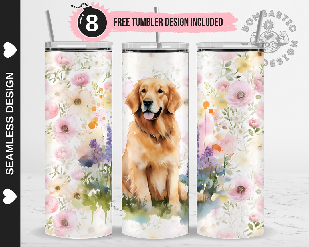 Golden Retriever Dog Tumbler Wrap Sublimation Design PNG Dog Mom ...
