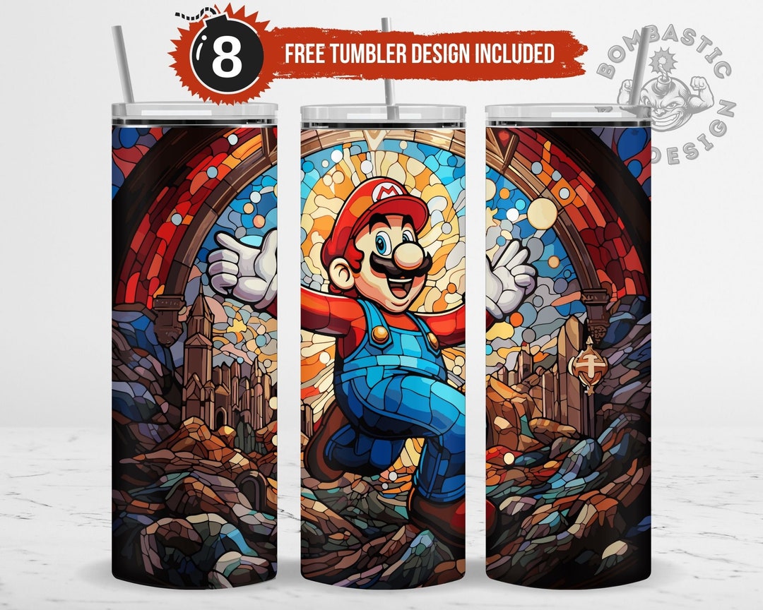 Super Mario Stained Glass Tumbler Wrap Sublimation Design PNG Etsy